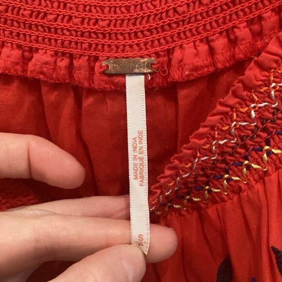 Free People Womens Sunbreams Mini Dress Size Small Off The Shoulder Embroidered - Picture 10 of 11